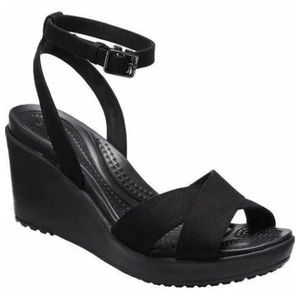 Crocs Leigh II Wedge Sandals Black Size 8